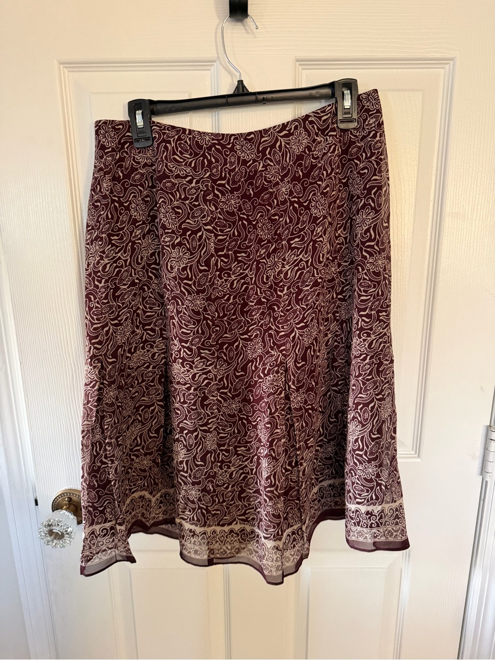 Ann Taylor Silk skirt - Burgundy Paisley A-Line Skirt size 10